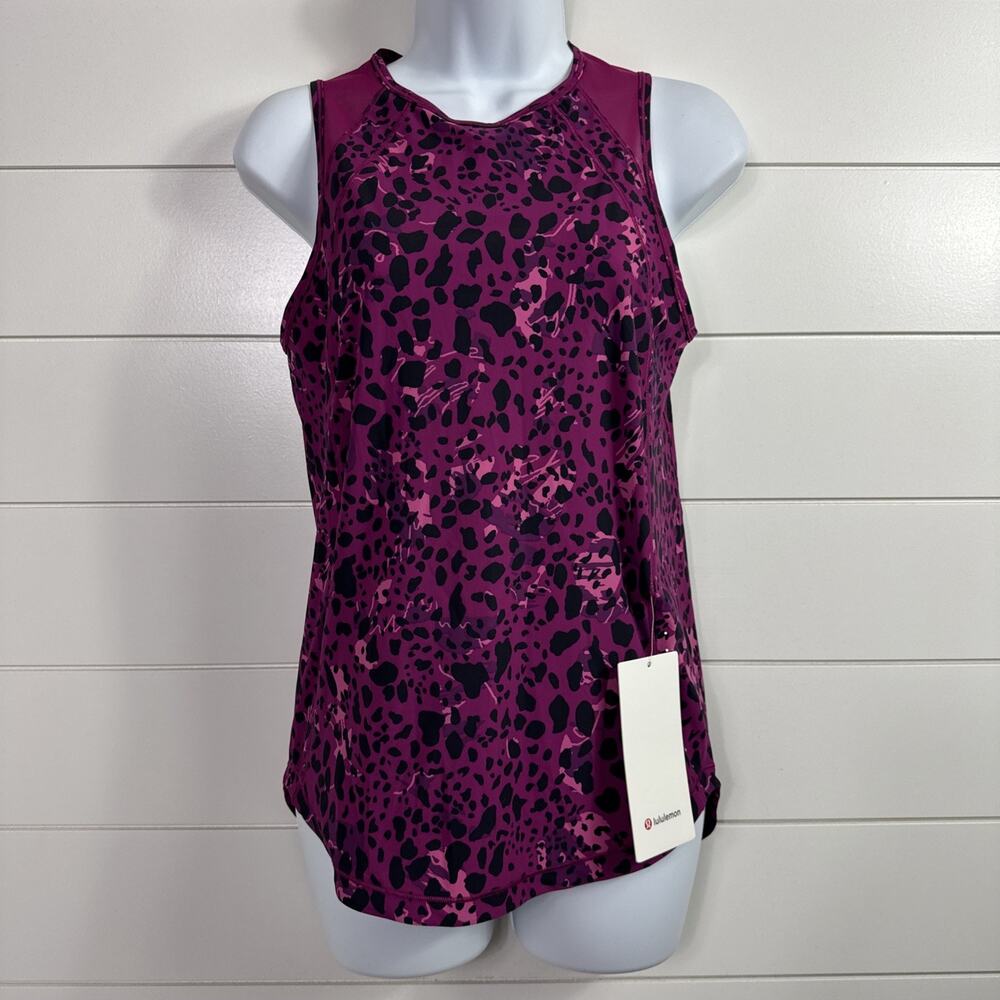 Lululemon Sculpt Tank Top Cheetah Camo Magenta Purple Multi sz 2